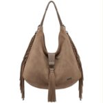 Amplio Bolso de Hombro Sintético Coveri Collection con Flecos Laterales y Mini Solapa Mujer