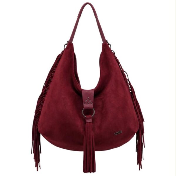 Amplio Bolso de Hombro Sintético Coveri Collection con Flecos Laterales y Mini Solapa Mujer - Imagen 2