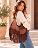 Bolso de Hombro Sintético Coveri Collection con Flecos y Tachuelas Frontales Mujer - Imagen 2