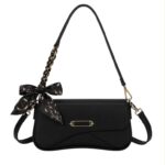 Bolso de Hombro Sintético con Diseño Original, Solapa de Botón y Pañuelo Decorativo Mujer - Imagen 4