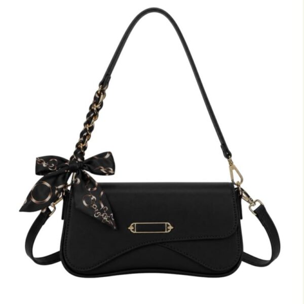 Bolso de Hombro Sintético con Diseño Original, Solapa de Botón y Pañuelo Decorativo Mujer - Imagen 4