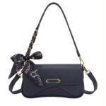 Bolso de Hombro Sintético con Diseño Original, Solapa de Botón y Pañuelo Decorativo Mujer - Imagen 5