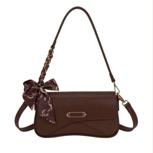 Bolso de Hombro Sintético con Diseño Original, Solapa de Botón y Pañuelo Decorativo Mujer - Imagen 6