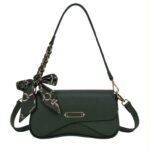 Bolso de Hombro Sintético con Diseño Original, Solapa de Botón y Pañuelo Decorativo Mujer - Imagen 7