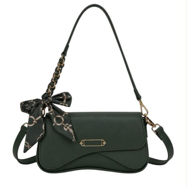Bolso de Hombro Sintético con Diseño Original, Solapa de Botón y Pañuelo Decorativo Mujer - Imagen 7