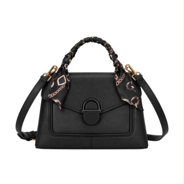Bolso de Mano Sintético con Asa Corta de Pañuelo Decorativo y Estilo Maletín para Mujer - Imagen 5
