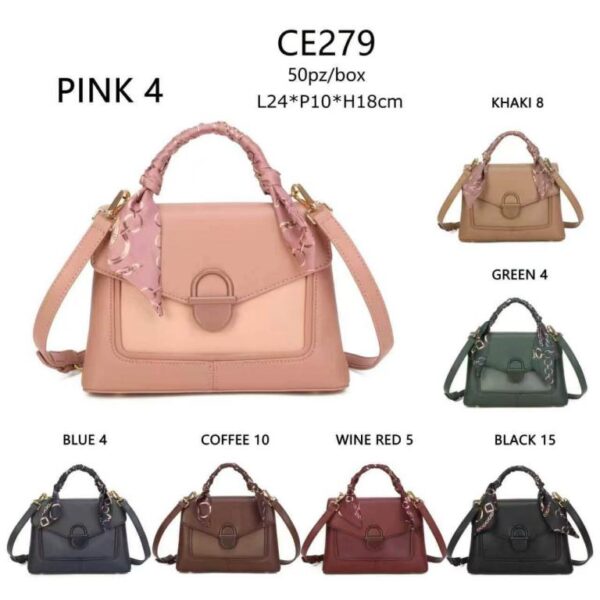 Bolso de Mano Sintético con Asa Corta de Pañuelo Decorativo y Estilo Maletín para Mujer - Imagen 9