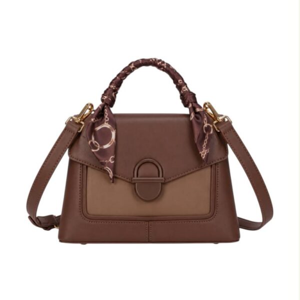Bolso de Mano Sintético con Asa Corta de Pañuelo Decorativo y Estilo Maletín para Mujer - Imagen 7