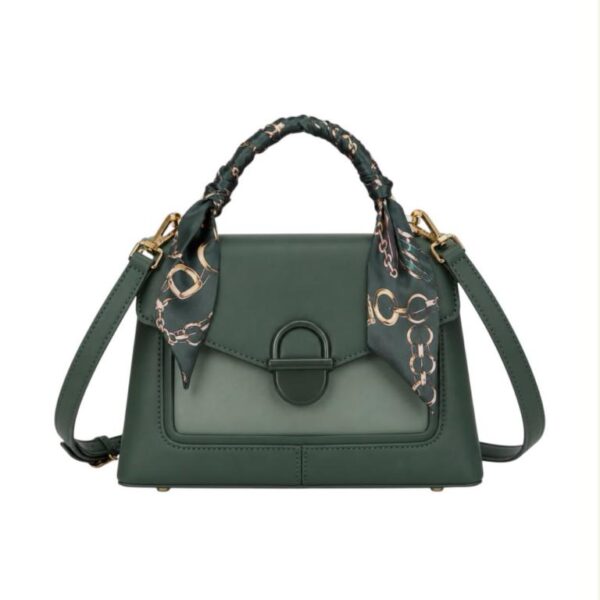 Bolso de Mano Sintético con Asa Corta de Pañuelo Decorativo y Estilo Maletín para Mujer - Imagen 8
