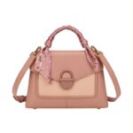 Bolso de Mano Sintético con Asa Corta de Pañuelo Decorativo y Estilo Maletín para Mujer