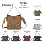 Bolso de mano Sintético con 3 Compartimentos, Asa de Cadena y Pañuelo Decorativo para Mujer