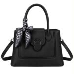 Bolso de Mano Sintético con Pañuelo Decorativo y 2 Compartimentos Principales para Mujer - Imagen 4