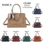 Bolso de Mano Sintético con Pañuelo Decorativo y 2 Compartimentos Principales para Mujer - Imagen 9