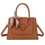 Bolso de Mano Sintético con Pañuelo Decorativo y 2 Compartimentos Principales para Mujer - Imagen 6