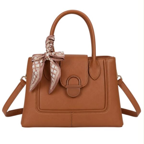 Bolso de Mano Sintético con Pañuelo Decorativo y 2 Compartimentos Principales para Mujer - Imagen 6