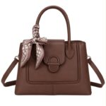 Bolso de Mano Sintético con Pañuelo Decorativo y 2 Compartimentos Principales para Mujer - Imagen 7