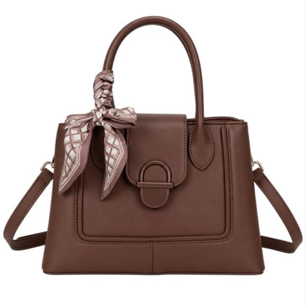 Bolso de Mano Sintético con Pañuelo Decorativo y 2 Compartimentos Principales para Mujer - Imagen 7