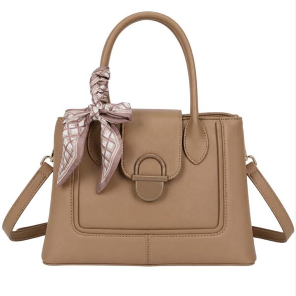 Bolso de Mano Sintético con Pañuelo Decorativo y 2 Compartimentos Principales para Mujer - Imagen 3