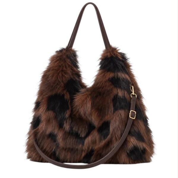 Bolso de Hombro con Pelo Sintético, Diseño Pintas, Gran Capacidad y Cierre de Cremallera para Mujer - Imagen 5