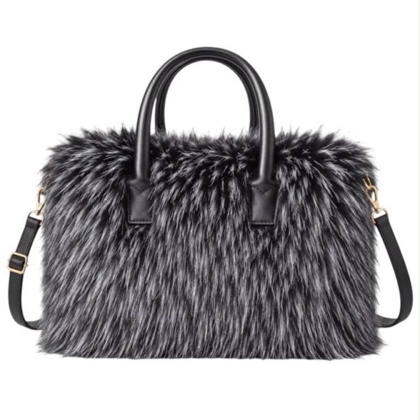 Bolso de Mano tipo Maletín con Pelo Sintético, Gran Calidad y Tira Bandolera Ajustable para Mujer - Imagen 6