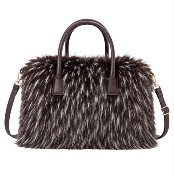 Bolso de Mano tipo Maletín con Pelo Sintético, Gran Calidad y Tira Bandolera Ajustable para Mujer - Imagen 7