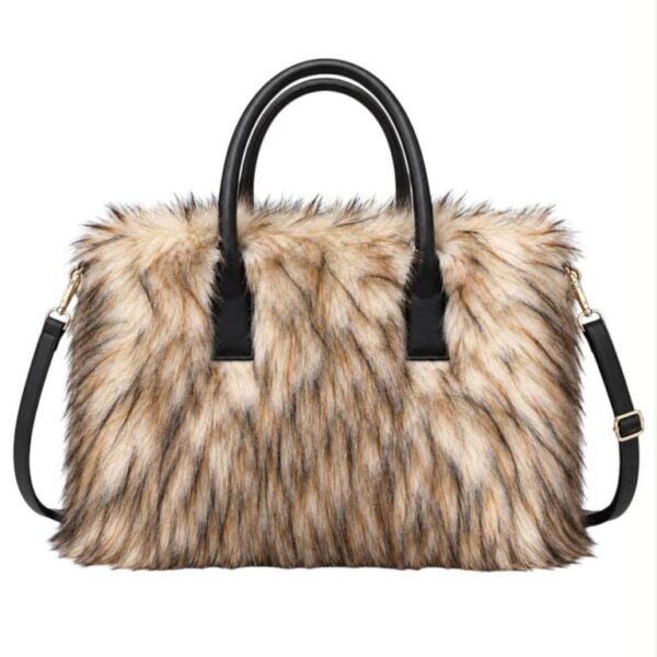 Bolso de Mano tipo Maletín con Pelo Sintético, Gran Calidad y Tira Bandolera Ajustable para Mujer - Imagen 3
