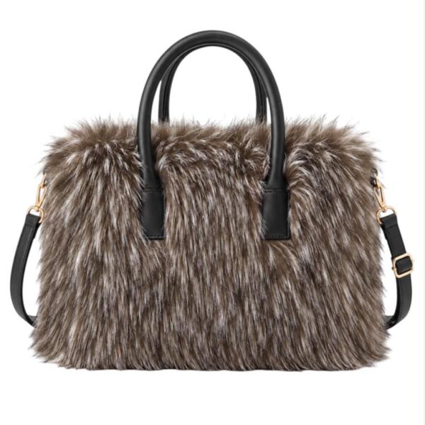 Bolso de Mano tipo Maletín con Pelo Sintético, Gran Calidad y Tira Bandolera Ajustable para Mujer - Imagen 4