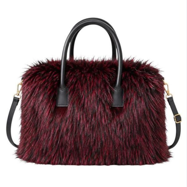 Bolso de Mano tipo Maletín con Pelo Sintético, Gran Calidad y Tira Bandolera Ajustable para Mujer - Imagen 5