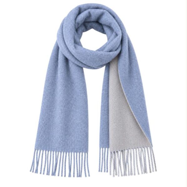 Bufanda Reversible de Lana con Flecos, Colores Lisos y Agradable al Tacto para Mujer - Imagen 3