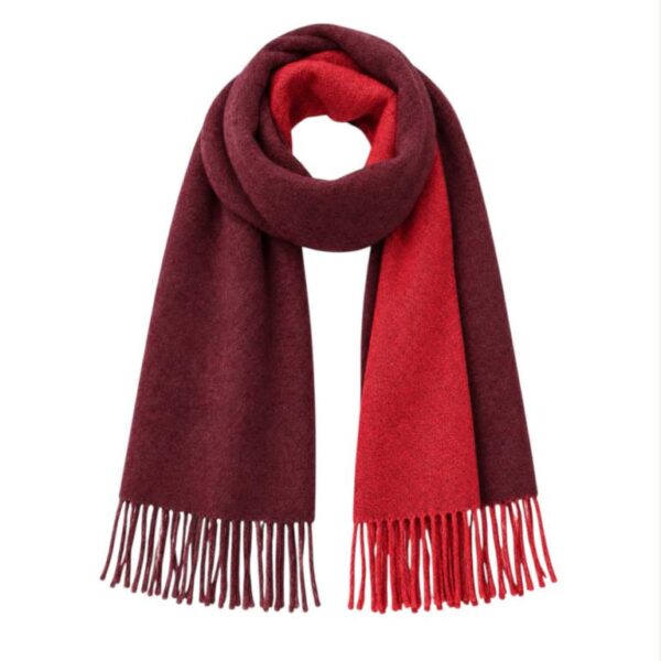 Bufanda Reversible de Lana con Flecos, Colores Lisos y Agradable al Tacto para Mujer - Imagen 9