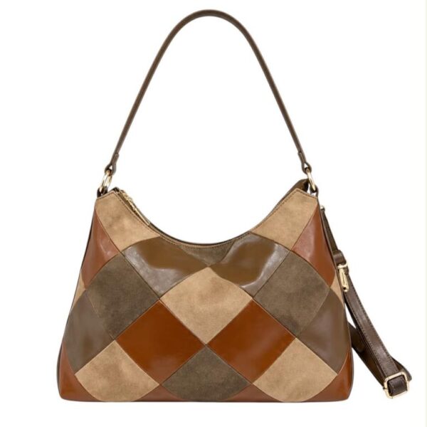 Bolso de Hombro Sintético Hobo con Diseño Rombos Multicolor y Trasero Estilo Charol para Mujer - Imagen 4