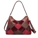Bolso de Hombro Sintético Hobo con Diseño Rombos Multicolor y Trasero Estilo Charol para Mujer