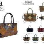 Bolso de Mano Sintético de Mujer con Diseño Rombos Multicolor y Manivela de Giro